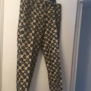 Ann Taylor jacquard gold black pants